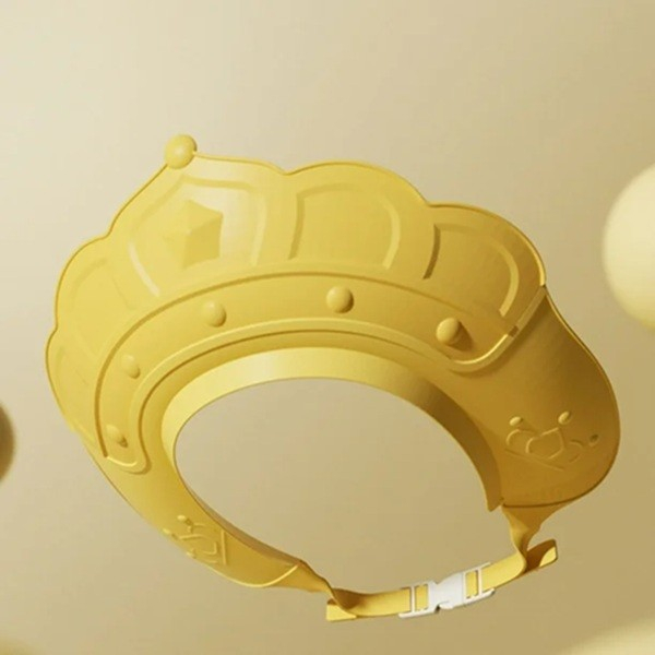 Casca de Dus, , Previne Scurgerea Apei si Samponului pe Fata, 0-12 Ani, Ajustabila, din TPE+PP, 20 x 23 cm, Model Coroana, Galben [3]