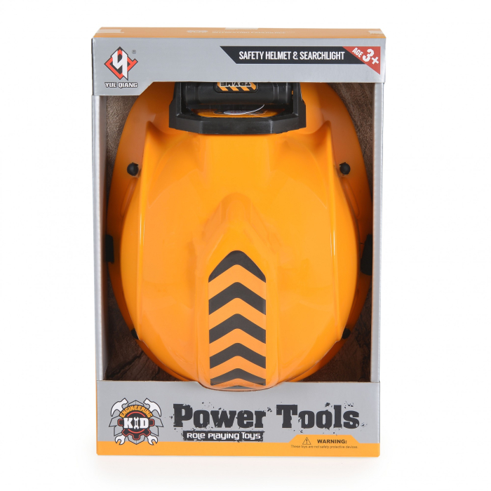 Casca Protectie cu Lanterna de Jucarie pentru Copii, , Material Plastic, Interactiv, Distractiv, 29.5x19.5x6.5 cm, Portocaliu [3]