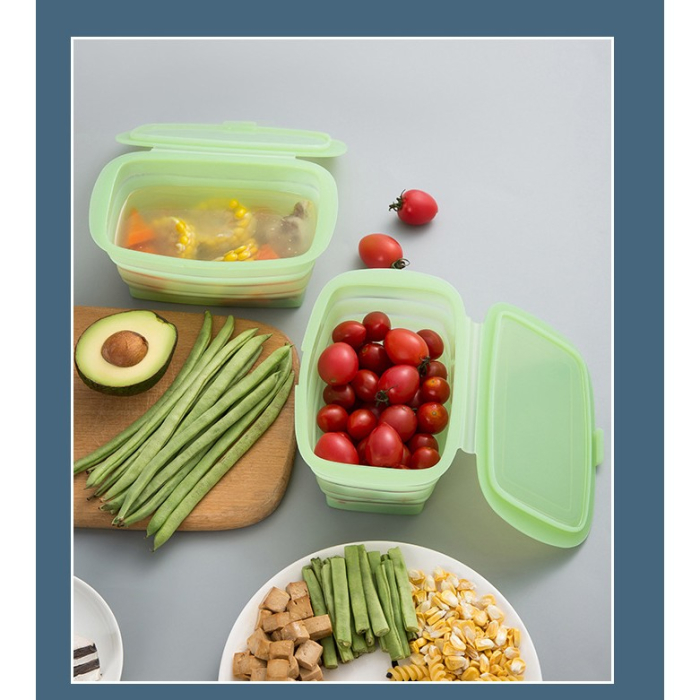 Caserola din Silicon, , Pliabila, 1L, 18.8 x 8 x 11.5 cm, Rezistenta Temperaturi Extreme, Verde [7]