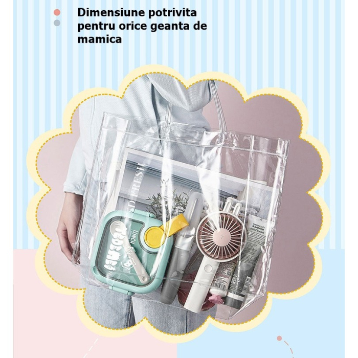 Caserola pentru copii , lunch box, 750 ml, doua boluri, lingura, foarfeca din plastic, rezistenta la scurgeri, Roz [6]