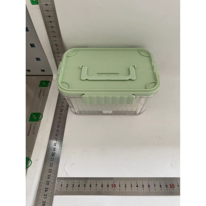 Caserola portabila pentru mancare fresh , 1500 ml, 2 furculite,10 x 13.5 x 20 cm, 2 capace detasabile pentru congelator, etans, spatiu pentru tacamuri, maner, material plastic, rezistent la temperaturi ridicate, transparent [10]