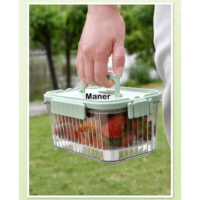 Caserola portabila pentru mancare fresh , 1500 ml, 2 furculite,10 x 13.5 x 20 cm, 2 capace detasabile pentru congelator, etans, spatiu pentru tacamuri, maner, material plastic, rezistent la temperaturi ridicate, transparent [9]