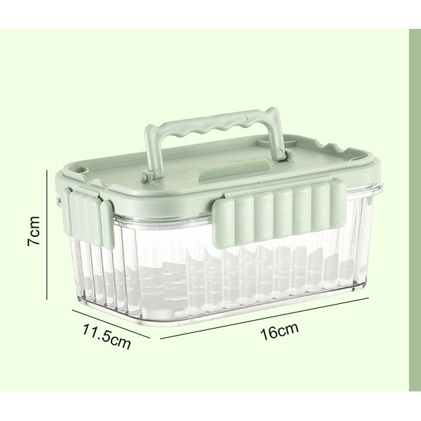 Caserola portabila pentru mancare fresh , 550 ml, furculita pentru fructe, 7 x 11.5 x 16 cm, capac detasabil pentru congelator, etans, spatiu pentru tacamuri, maner, material plastic, rezistent la temperaturi ridicate, transparent [4]