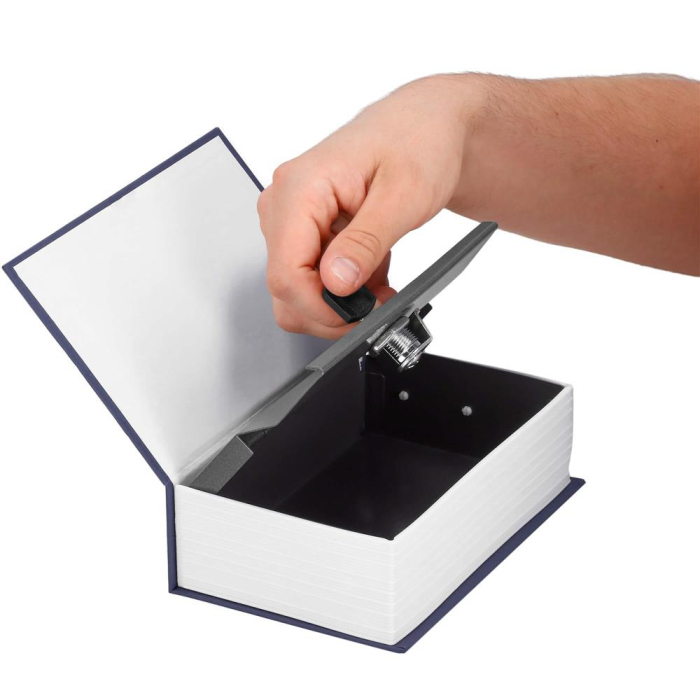 Caseta de valori, cutie metalica cu cheie, portabila, tip carte, Dictionar, albastru, 18x11.5x5.5 cm [13]