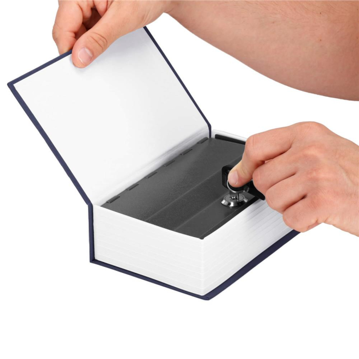 Caseta de valori, cutie metalica cu cheie, portabila, tip carte, Dictionar, albastru, 26x20.5x6.5 cm [17]