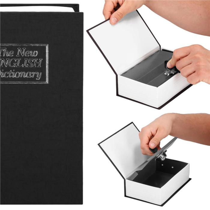 Caseta de valori, cutie metalica cu cheie, portabila, tip carte, Dictionar, negru, 24x15.5x5.5 cm [17]