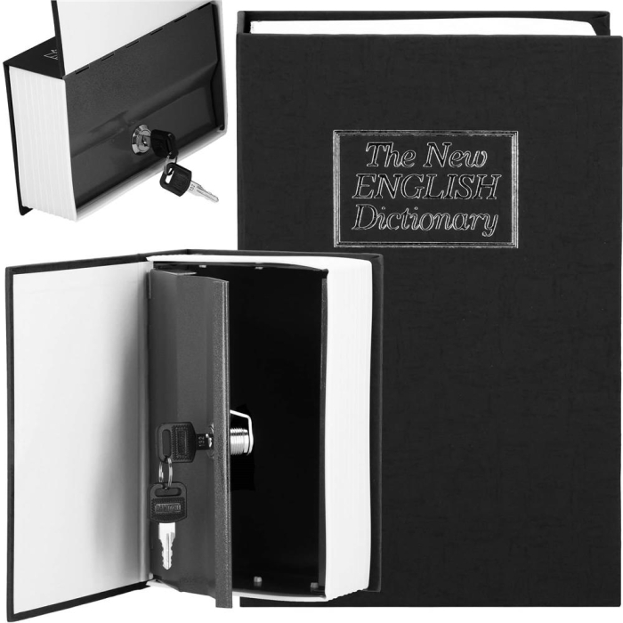 Caseta de valori, cutie metalica cu cheie, portabila, tip carte, Dictionar, negru, 24x15.5x5.5 cm [16]