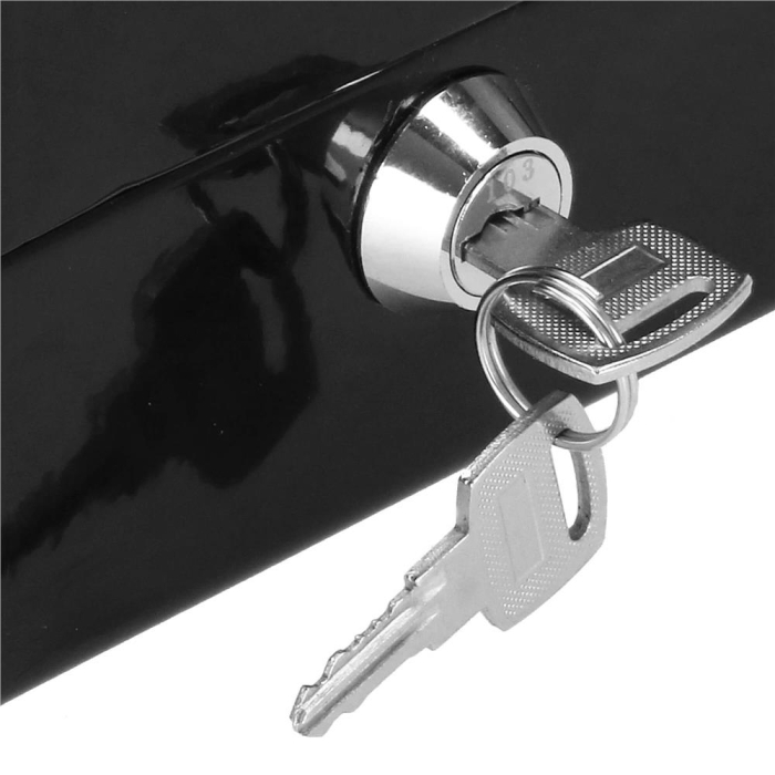 Caseta pentru bani tip cutie de valori, compartimentanta, cu cheie, metal, 15x12x8cm, negru [14]