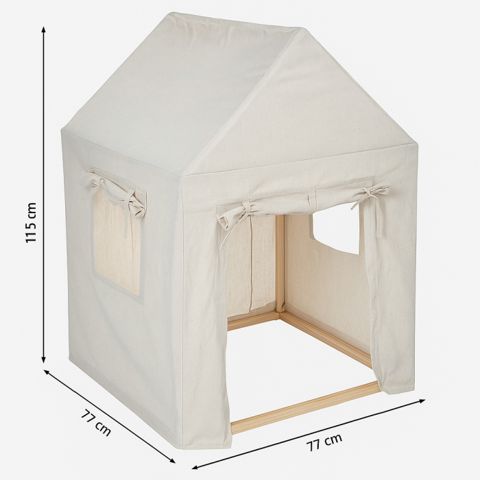 Casuta copii Atmosphera Safari, lemn de pin si panza textila, 77x115 cm, bej [7]