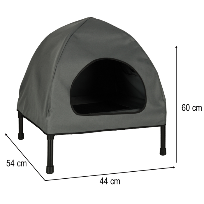 Casuta cu pat pentru caini si pisici, cu acoperis detasabil si baza ventilata, 54x44x60 cm, negru [9]