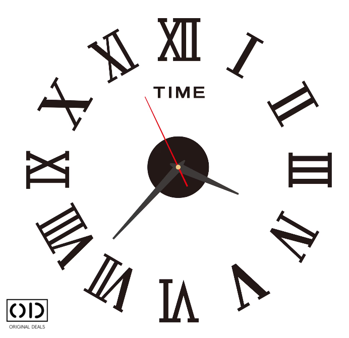 ceas perete 3d, ceas autoadeziv perete, ceas decorativ modern, ceas silentios fara ticait, ceas negru cu cifre Romane sau Arabe (3-6-9-12), ceas de perete design modern, ceas quartz perete, [5]