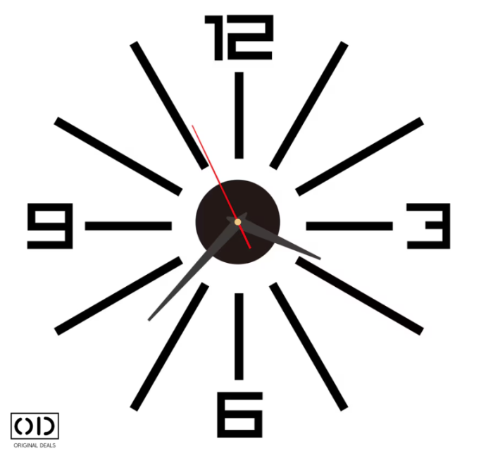 ceas perete 3d, ceas autoadeziv perete, ceas decorativ modern, ceas silentios fara ticait, ceas negru cu cifre Romane sau Arabe (3-6-9-12), ceas de perete design modern, ceas quartz perete, [7]