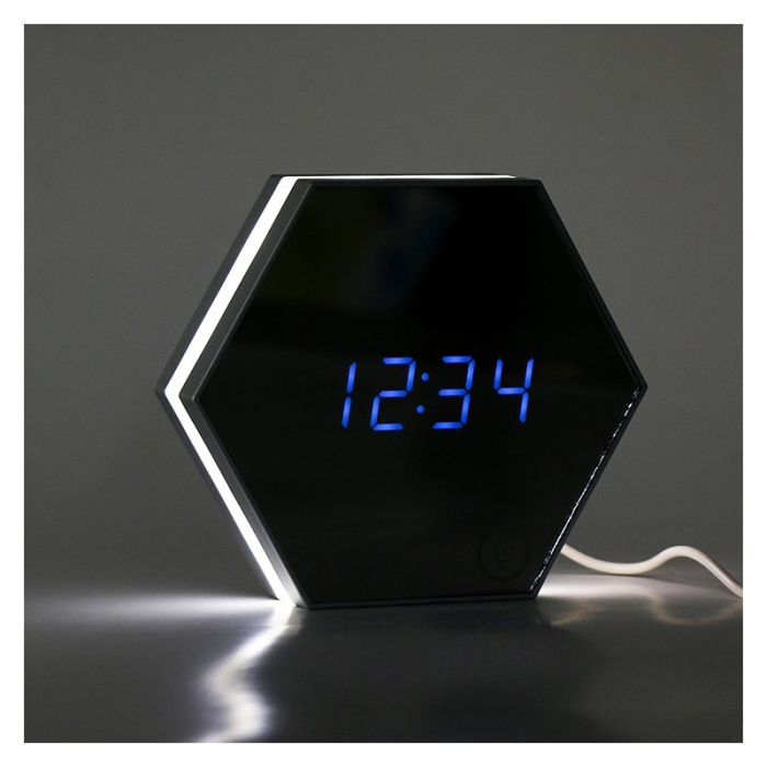 Ceas Digital cu Oglinda, Alarma, Termometru, Lumina de Veghe si Touch Screen [5]