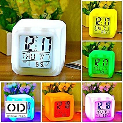 Ceas Digital Multifuntional cu Termometru, Alarma si Iluminare LED, 8 cm [2]