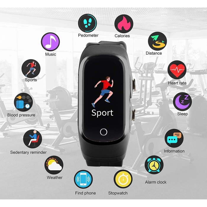 Ceas Smartwatch 2 in 1, cu Casti Bluetooth, N8 TWS, Plug in Lateral, Afisaj 1.47 inch, Rezolutie 172*320, Negru [4]