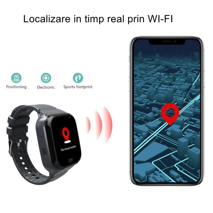 Ceas Smartwatch Pentru Copii LT31E-4G cu Functie Telefon, Localizare GPS, Istoric traseu, Apel de Monitorizare, Camera, Negru [2]
