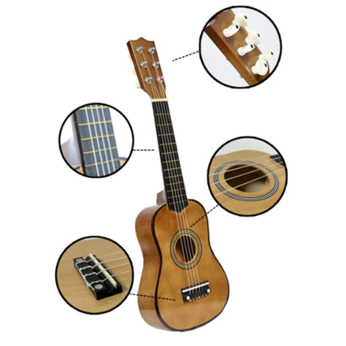 Chitara pentru Copii, , din Lemn si Plastic, pentru Incepatori, 63.5 x 22 x 5.8 cm, Bej [4]