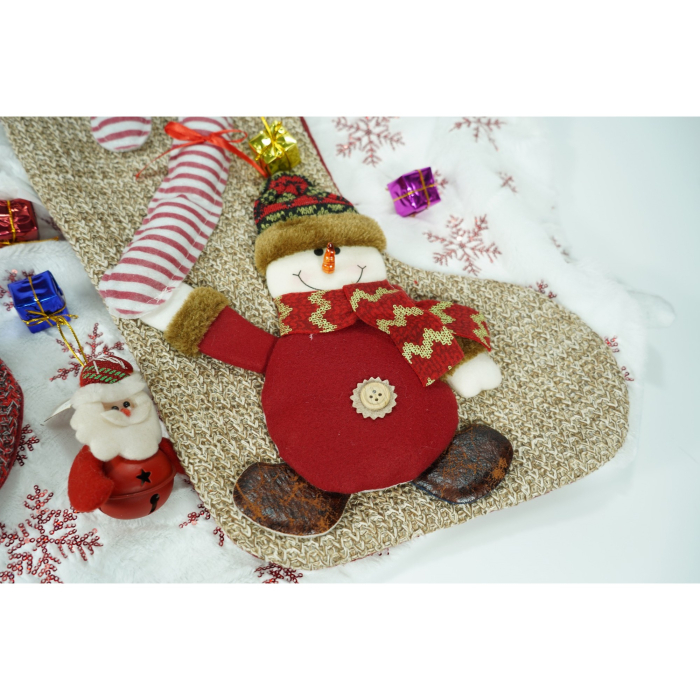 Ciorap Cadouri,,cu model om de zapada,maro, marimea 20x45 cm, textil, interior [5]