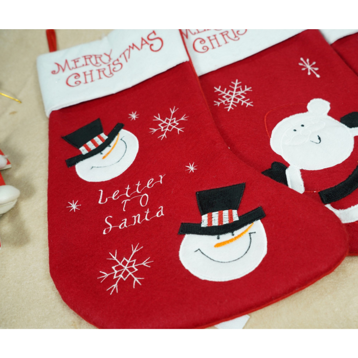 Ciorap Cadouri, ,cu model om de zapada, rosu, marimea 20x40 cm, textil, interior [4]