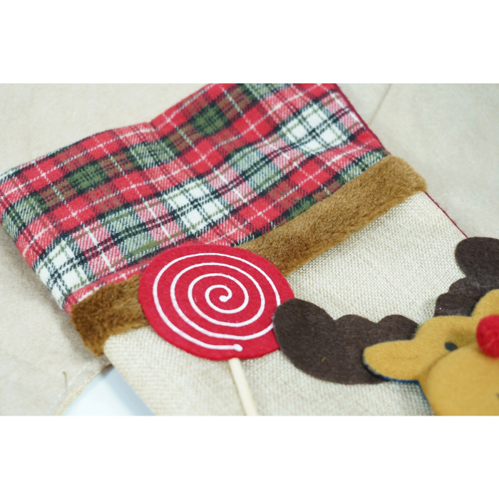 Ciorap Cadouri,,cu model ren,crem, marimea 20x40 cm, textil, interior [5]