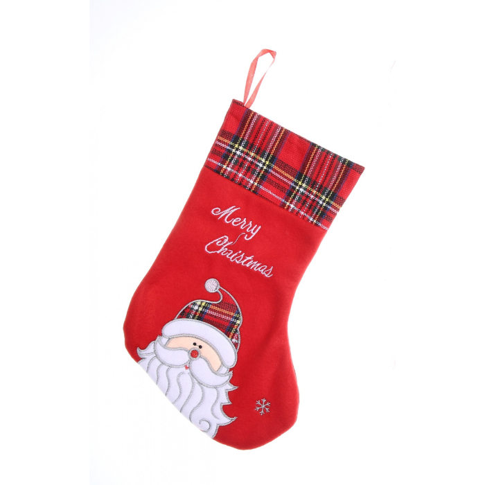 Ciorap Cadouri, culoare rosie, imprimeu Mos Craciun ,marimea 15x30 cm,  [2]