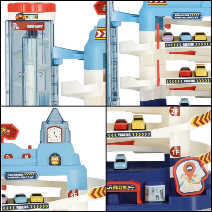 Circuit cu parcare pentru masinute, cu lumini si sunete, 6 masinute, cu nivele cu lift de urcare [3]