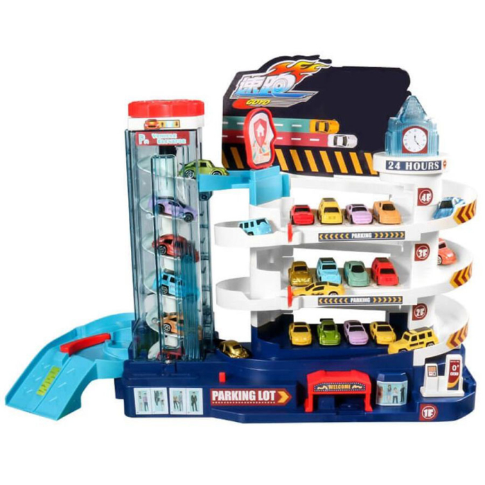 Circuit cu parcare pentru masinute, cu lumini si sunete, 6 masinute, cu nivele cu lift de urcare [1]