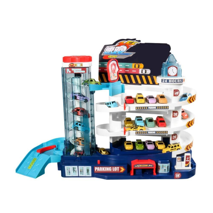 Circuit cu parcare pentru masinute, cu lumini si sunete, 6 masinute, cu nivele cu lift de urcare [10]