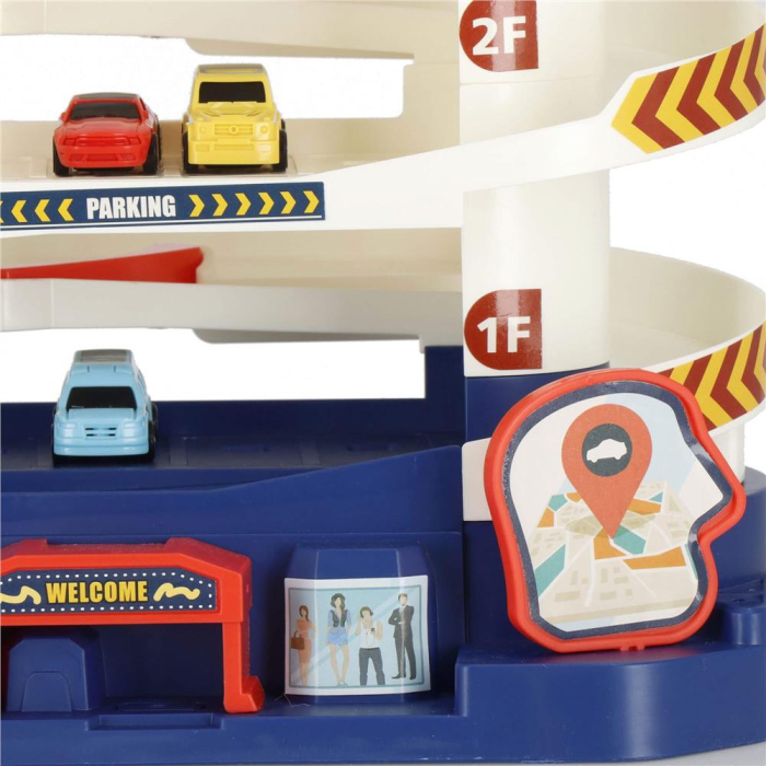 Circuit cu parcare pentru masinute, cu lumini si sunete, 6 masinute, cu nivele cu lift de urcare [9]