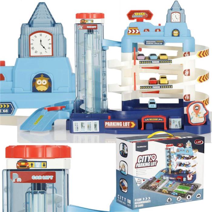 Circuit cu parcare pentru masinute, cu lumini si sunete, 6 masinute, cu nivele cu lift de urcare [12]