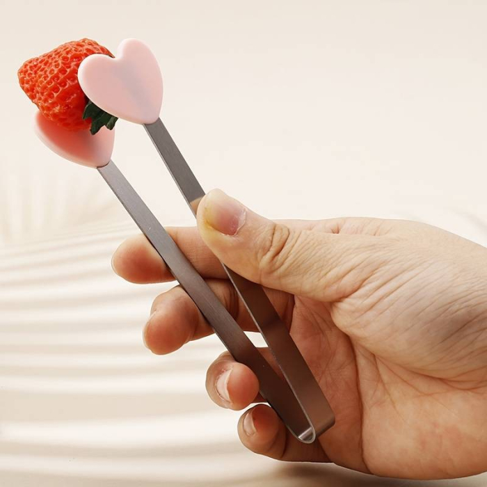 Cleste Creativ pentru Mancare, , Model Inimioare din Silicon, 14.5x3 cm, Rezistent la Temperaturi Inalte si Coroziune, Roz [4]