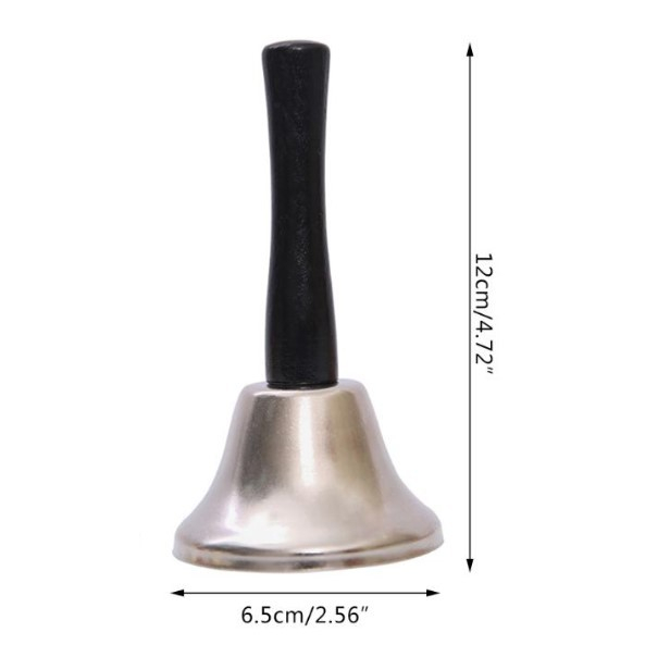 Clopotel de mana, argintiu, metalic, maner de lemn, lungime 12 cm, diametru 6.5 cm,  [3]