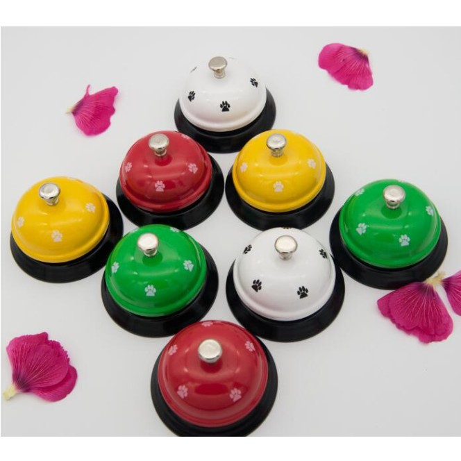 Clopotel Metalic Multifunctional, , Rosu cu Imprimeu Labuta Alba, 7.5 x 7.5 x 6.5  cm, Dresaj, Receptie, Restaurante [2]