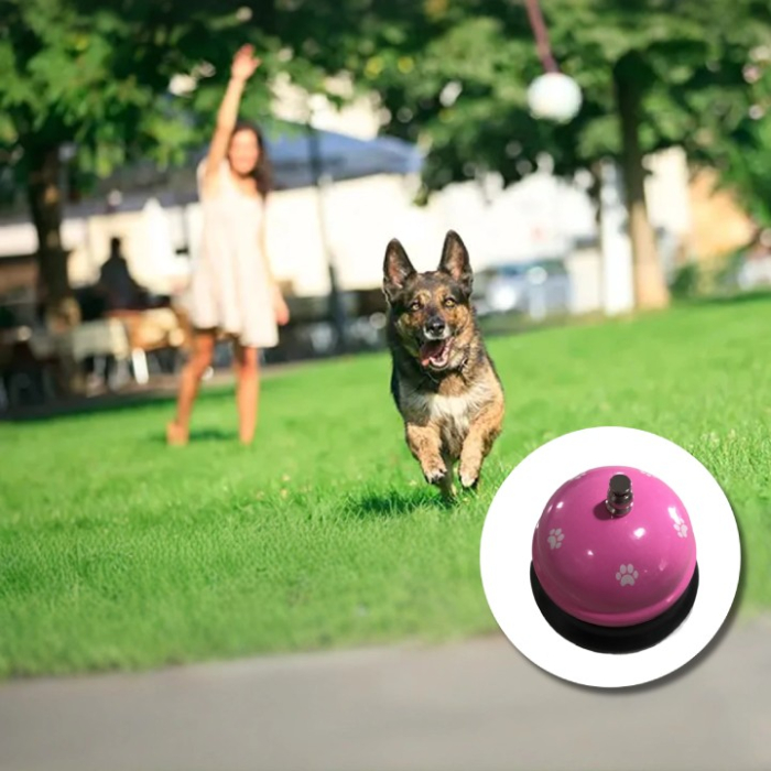 Clopotel Metalic Multifunctional, , Roz cu Imprimeu Labuta Alba, 7.5x7.5x6.5 cm, Dresaj, Receptie, Restaurante [2]