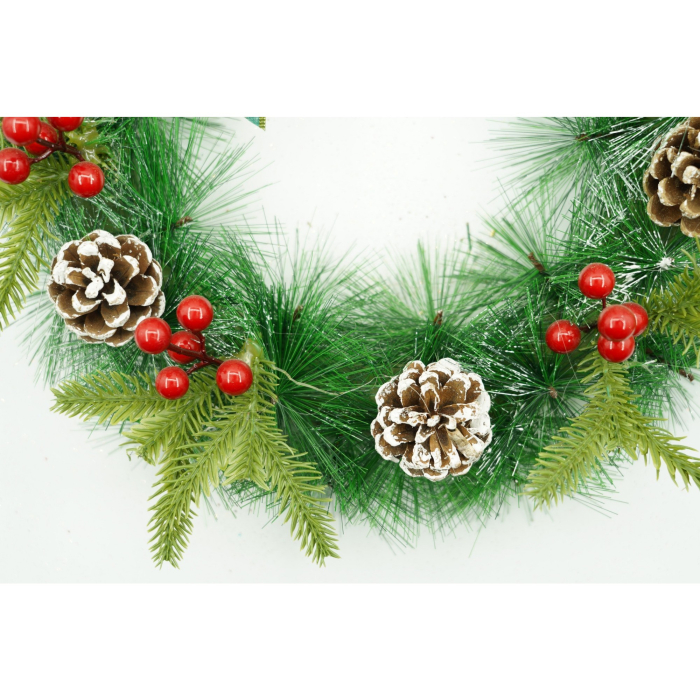 Coronita de Craciun pentru usa, Rosu/Verde, 40 cm, PVC, Artificiala, Decorata, Interior/Exterior,  [3]