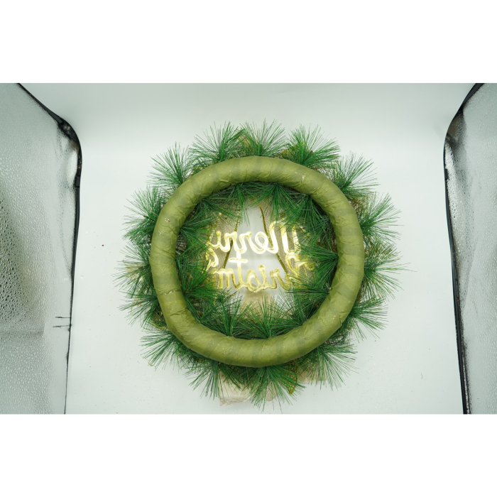 Coronita de Craciun pentru usa, Verde-Auriu, 40 cm, PVC, Artificiala, Decorata, Interior/Exterior,  [4]