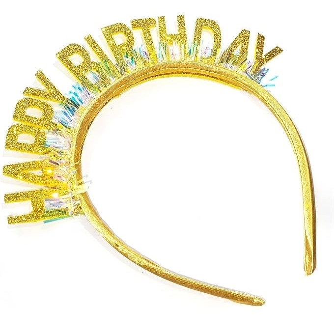 Coronita Decorativa pentru Petreceri, , Tema Aniversare, Model Happy Birthday, Marime Universala, Auriu [2]