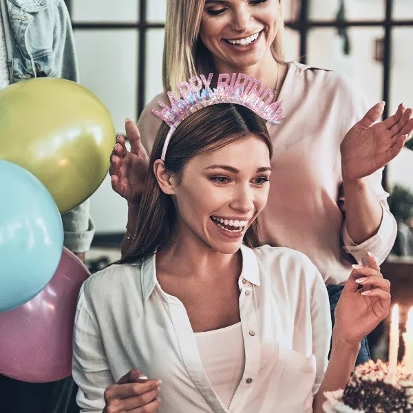 Coronita Decorativa pentru Petreceri, , Tema Aniversare, Model Happy Birthday, Marime Universala, Rose [2]