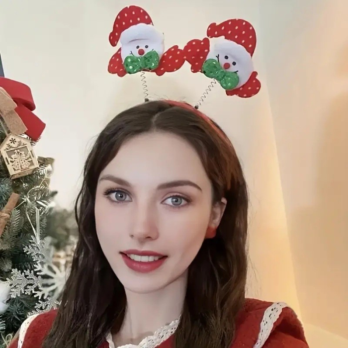 Coronita Decorativa, , Tema Craciun, 12 x 25 cm, Model Om de Zapada, Marime Universala, Rosu/Alb [2]