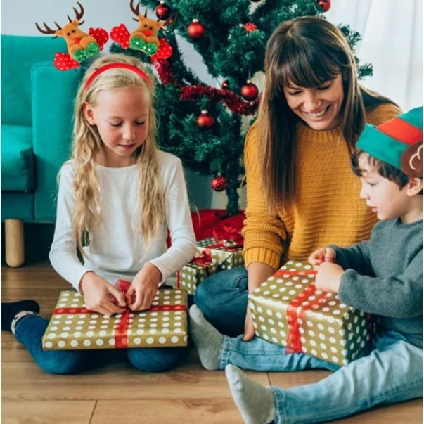 Coronita Decorativa, , Tema Craciun, 12 x 25 cm, Model Reni cu Coarne, Marime Universala, Rosu/Maro [3]