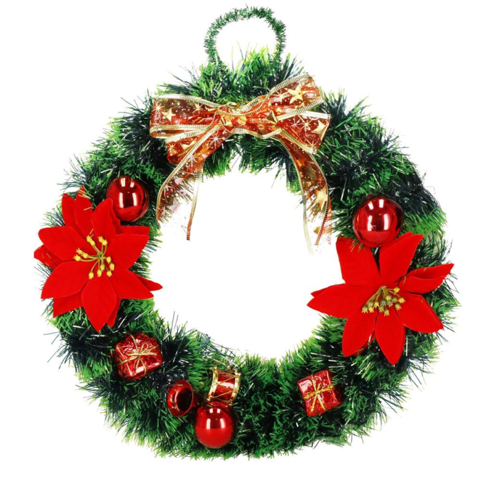 Coronita pentru Craciun, 35 cm, din brad artificial, cu decoratiuni, verde [1]