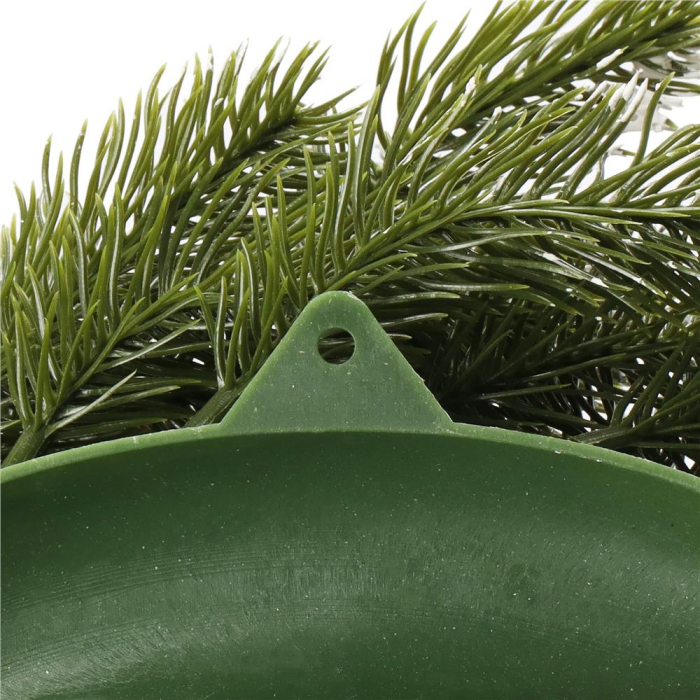 Coronita pentru Craciun, 40 cm, din brad artificial 3D, cu conuri si zapada, verde [9]