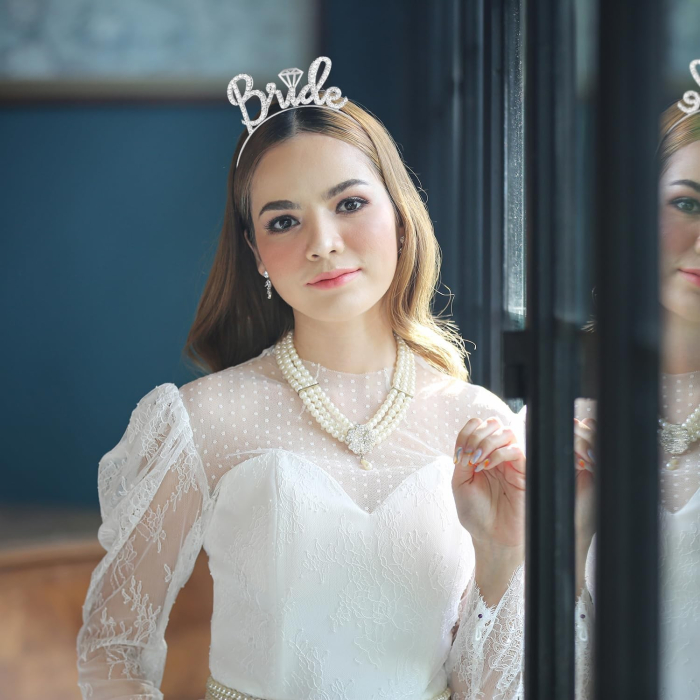 Coronita pentru Mireasa, , Model Bride, cu Cristale, Marime Universala, 12.5 x 14.5 cm, Alb [5]