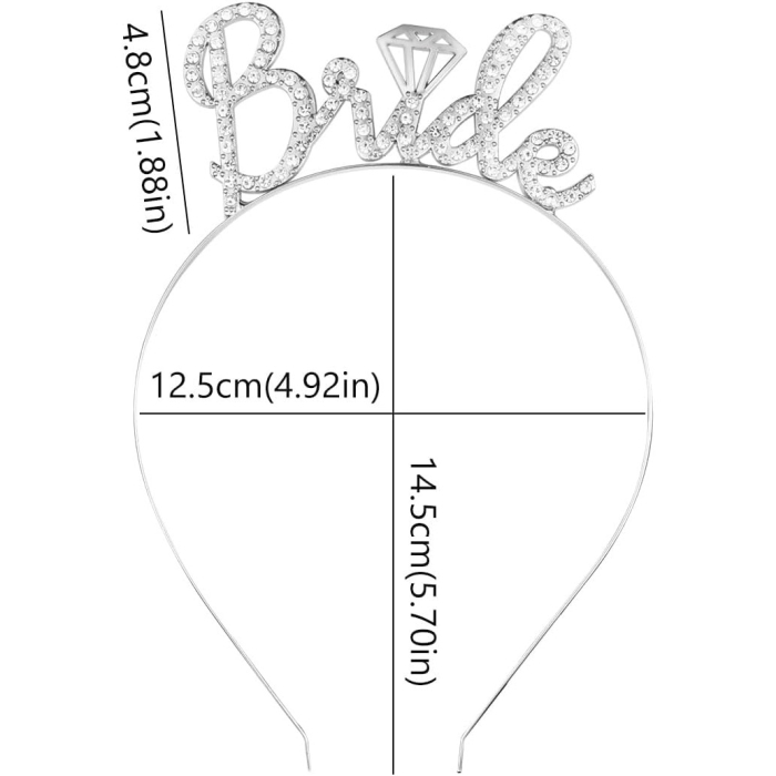 Coronita pentru Mireasa, , Model Bride, cu Cristale, Marime Universala, 12.5 x 14.5 cm, Alb [2]