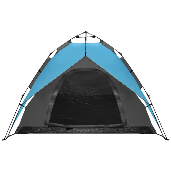 Cort camping 3 persoane, automat cu sistem pop-up, 2 intrari, 2000 mm, 210x180x140 cm, albastru [15]