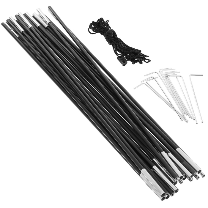 Cort camping 4 persoane cu antreu, impermeabil 3000 mm, 450x210x150 cm, negru si albastru [6]