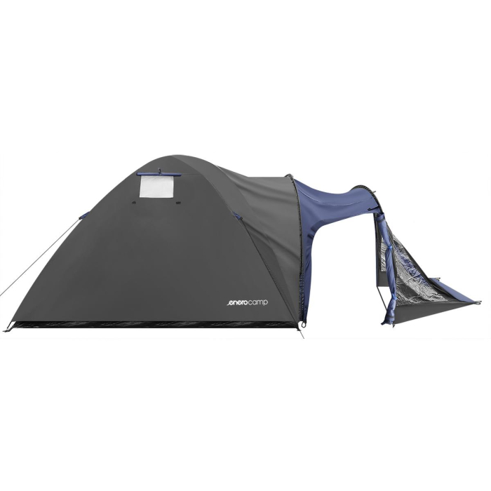 Cort camping 4 persoane cu antreu, impermeabil 3000 mm, 450x210x150 cm, negru si albastru [5]
