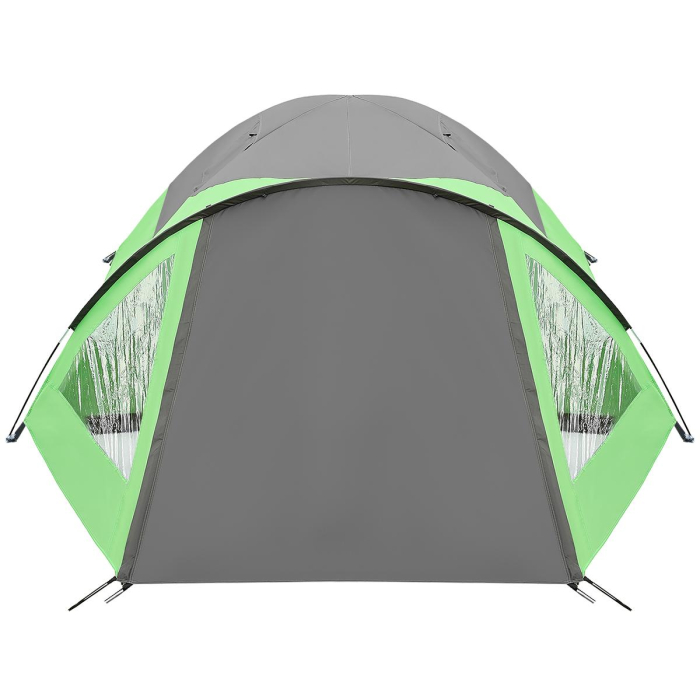 Cort camping 4 persoane cu antreu, protectie UV, impermeabil 3000 mm, 330x250x105 cm, gri [18]