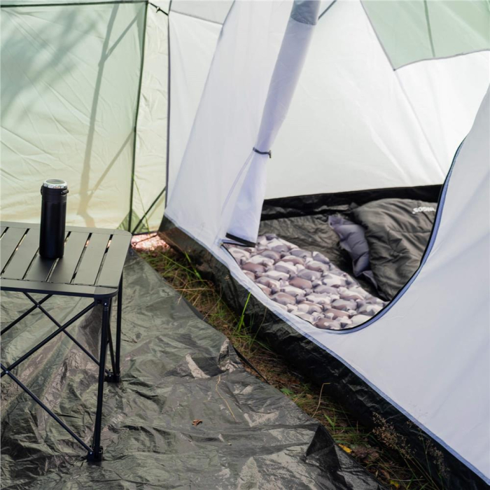 Cort camping, impemeabil, 2 camere + hol, 4 locuri, 460x200x245cm, verde [30]