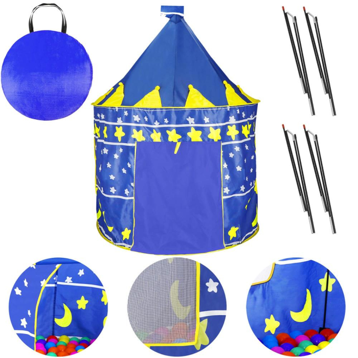 Cort Castel de joaca pentru copii, pliabil, 100x140 cm, albastru [5]